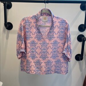 VGUC Emily McCarthy Pink and Blue Patterned Blouse size XS